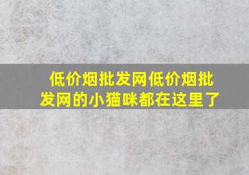 (低价烟批发网)(低价烟批发网)的小猫咪都在这里了