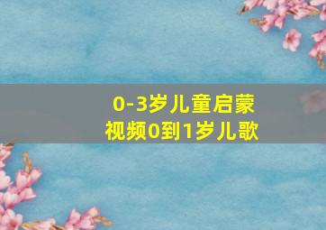 0-3岁儿童启蒙视频0到1岁儿歌