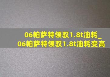 06帕萨特领驭1.8t油耗_06帕萨特领驭1.8t油耗变高