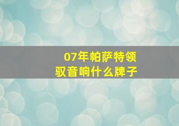 07年帕萨特领驭音响什么牌子