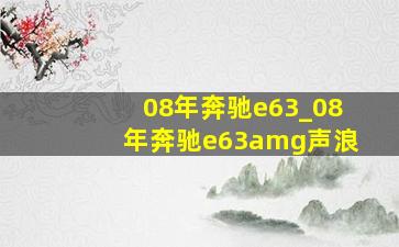 08年奔驰e63_08年奔驰e63amg声浪