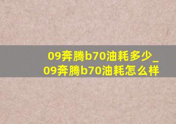 09奔腾b70油耗多少_09奔腾b70油耗怎么样