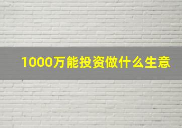 1000万能投资做什么生意