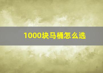 1000块马桶怎么选