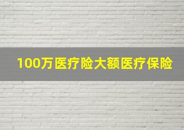 100万医疗险大额医疗保险