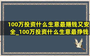 100万投资什么生意最赚钱又安全_100万投资什么生意最挣钱