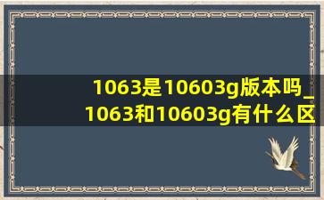 1063是10603g版本吗_1063和10603g有什么区别