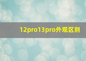 12pro13pro外观区别