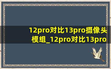 12pro对比13pro摄像头模组_12pro对比13pro摄像头大小