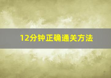 12分钟正确通关方法