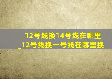 12号线换14号线在哪里_12号线换一号线在哪里换