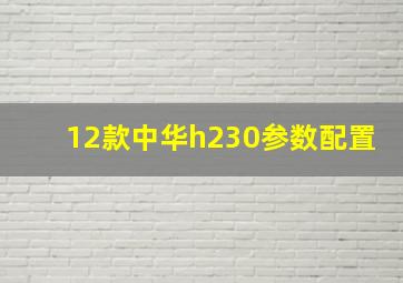 12款中华h230参数配置