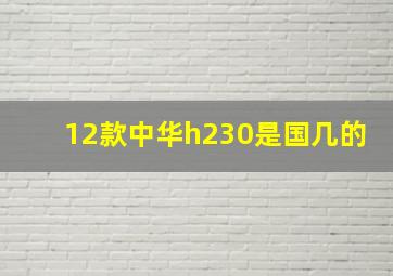 12款中华h230是国几的