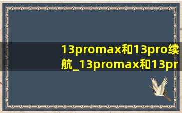 13promax和13pro续航_13promax和13pro续航测试