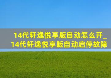 14代轩逸悦享版自动怎么开_14代轩逸悦享版自动启停故障