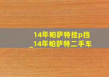 14年帕萨特挂p挡_14年帕萨特二手车