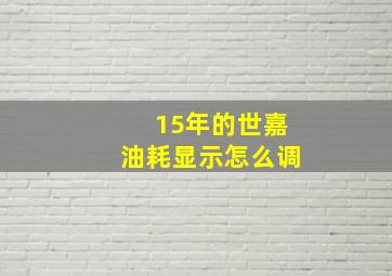 15年的世嘉油耗显示怎么调