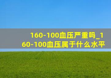 160-100血压严重吗_160-100血压属于什么水平