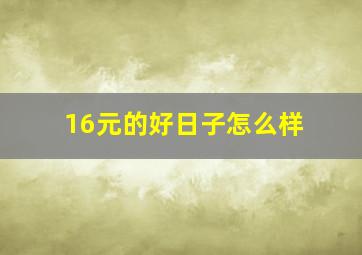 16元的好日子怎么样