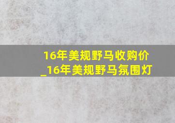 16年美规野马收购价_16年美规野马氛围灯