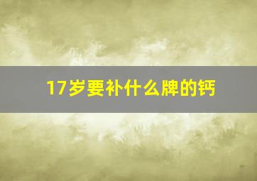 17岁要补什么牌的钙