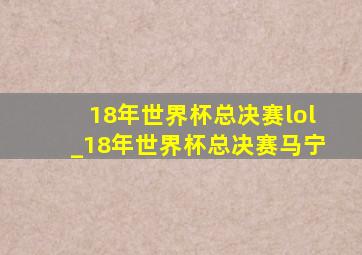 18年世界杯总决赛lol_18年世界杯总决赛马宁