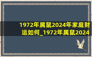 1972年属鼠2024年家庭财运如何_1972年属鼠2024年财运怎么样