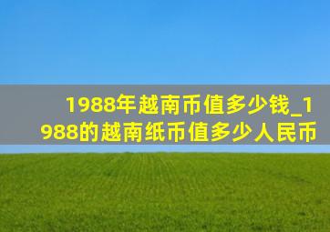 1988年越南币值多少钱_1988的越南纸币值多少人民币