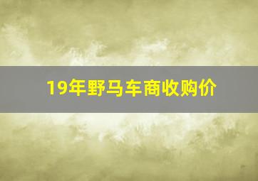 19年野马车商收购价