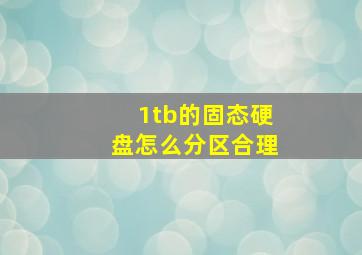 1tb的固态硬盘怎么分区合理