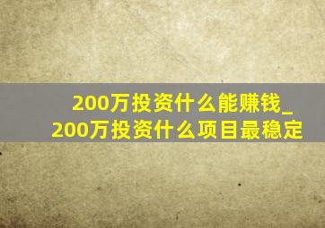 200万投资什么能赚钱_200万投资什么项目最稳定