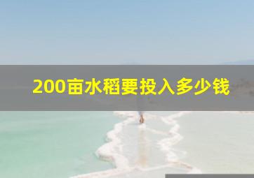 200亩水稻要投入多少钱