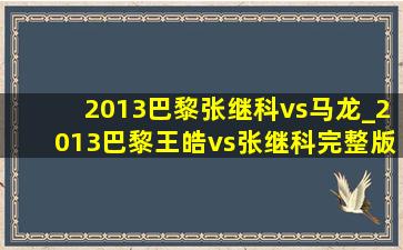 2013巴黎张继科vs马龙_2013巴黎王皓vs张继科完整版