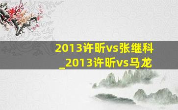 2013许昕vs张继科_2013许昕vs马龙