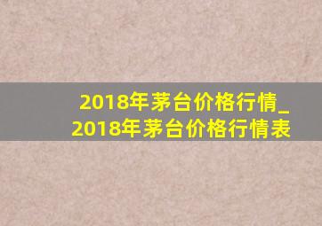 2018年茅台价格行情_2018年茅台价格行情表