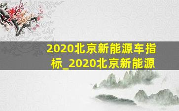 2020北京新能源车指标_2020北京新能源