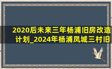 2020后未来三年杨浦旧房改造计划_2024年杨浦凤城三村旧房改造吗
