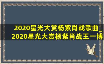 2020星光大赏杨紫肖战歌曲_2020星光大赏杨紫肖战王一博领奖