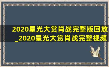 2020星光大赏肖战完整版回放_2020星光大赏肖战完整视频