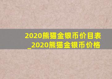 2020熊猫金银币价目表_2020熊猫金银币价格