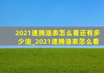 2021速腾油表怎么看还有多少油_2021速腾油表怎么看