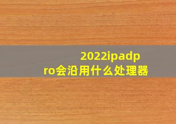 2022ipadpro会沿用什么处理器