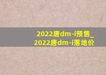 2022唐dm-i预售_2022唐dm-i落地价