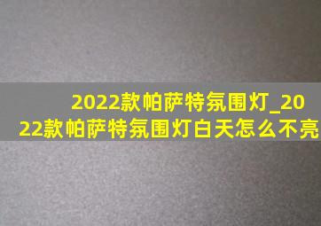 2022款帕萨特氛围灯_2022款帕萨特氛围灯白天怎么不亮