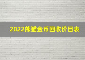 2022熊猫金币回收价目表