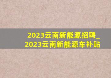 2023云南新能源招聘_2023云南新能源车补贴