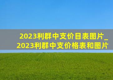 2023利群中支价目表图片_2023利群中支价格表和图片