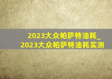 2023大众帕萨特油耗_2023大众帕萨特油耗实测