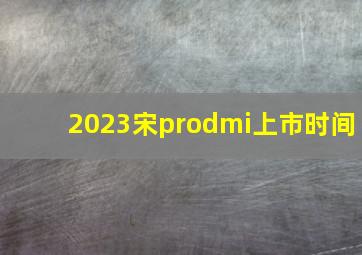 2023宋prodmi上市时间