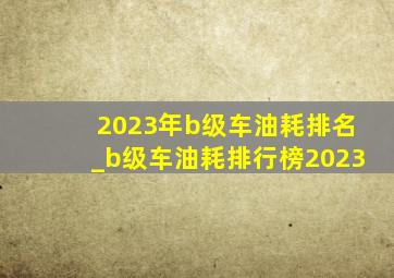 2023年b级车油耗排名_b级车油耗排行榜2023